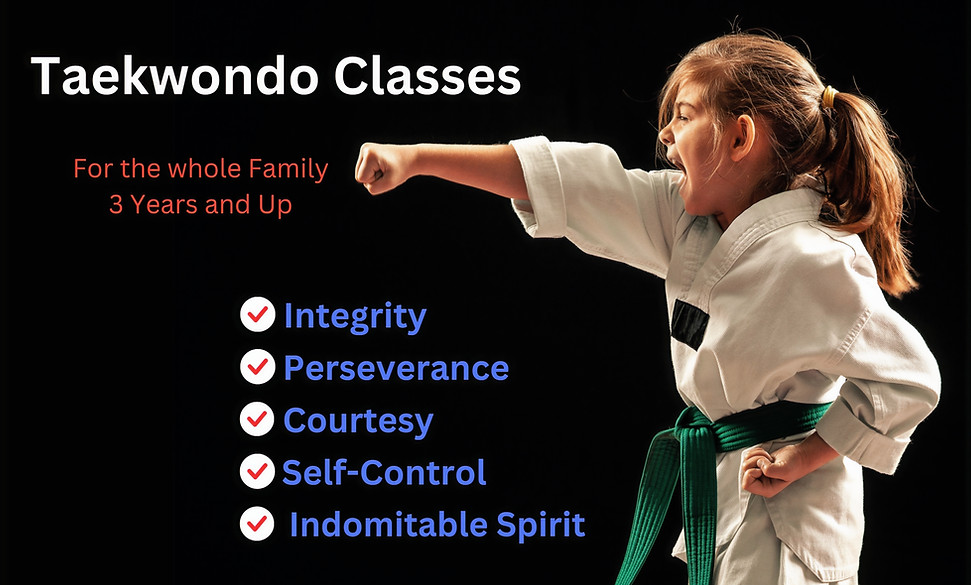 Young taekwondo student in white dobok throwing a powerful punch